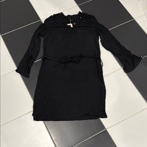 Diane Von Furstenberg Black Sheath Dress with Bell Sleeves